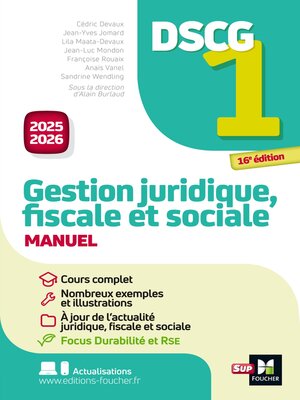 cover image of DSCG 1--Gestion juridique, sociale et fiscale--Manuel et applications--Millésime 2025-2026